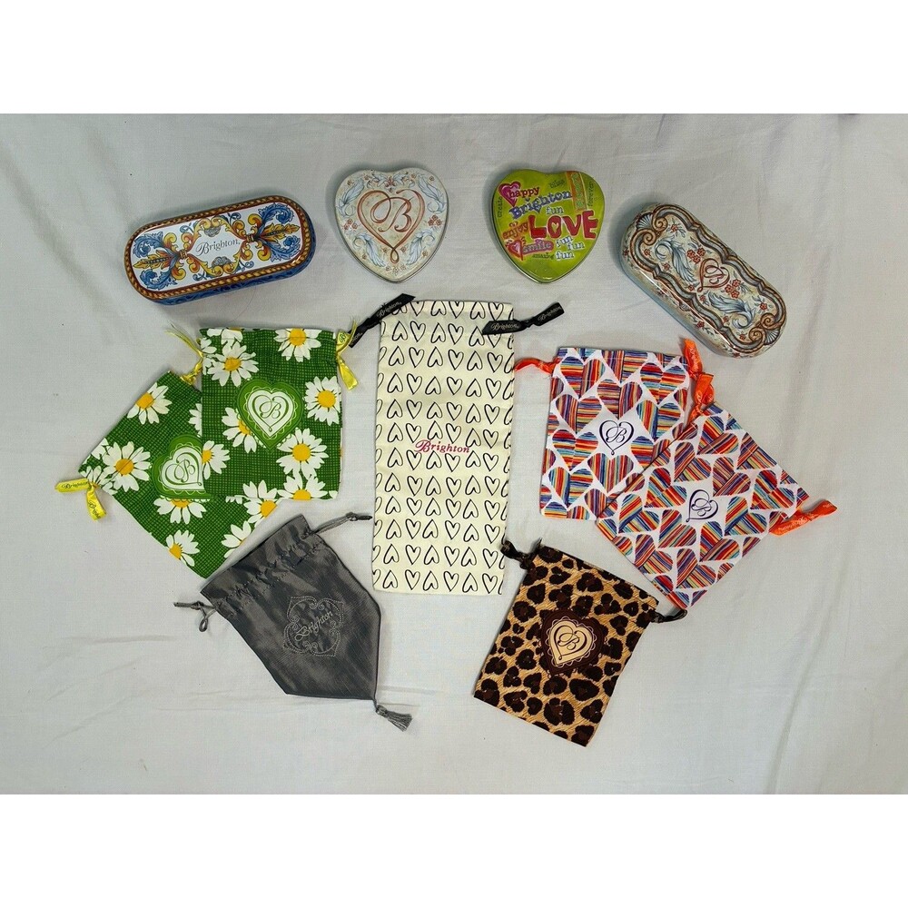 Brighton Lot Empty Dust Bag Tin Cases Jewelry Glasses Storage Gift Trinket 11 pc
